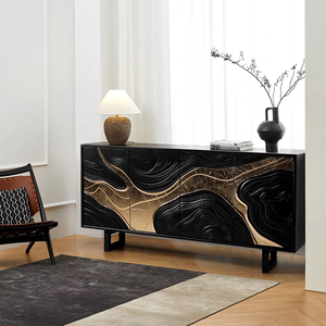 Buffet d'appoint en bois massif pour intérieur, meuble de rangement de cuisine et salle à manger, style nordique - Product Image 2