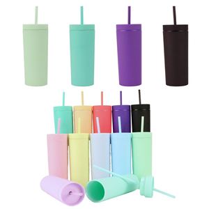 24Oz Custom Logo Double Wall <b>Reusable</b> Acrylic Tumbler Stainless Steel <b>Cup</b> <b>With</b> Straw for Business Gifts and Office Use - Product Image 1