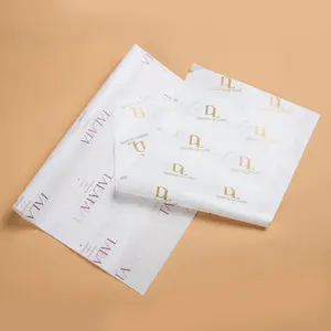 Custom Gold Foil Logo Wrapping Tissue Paper White Luxury Brand Christmas Gift Packaging Tissue Paper with company logo