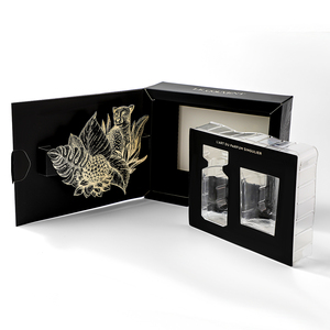 Custom Luxury Uv Spots Gold Foil Black Paper Box Diffuser Packaging Box Candle Gift Box Set