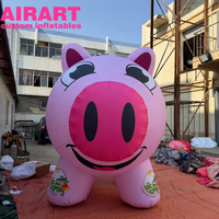 Décoration d'activités, cochon gonflable rose de dessin animé avec logo à des fins publicitaires