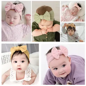 Acessórios para cabelo de bebê, acessórios de cabelo da cor personalizada para bebê, faixa de cabeça, laço de nylon, decoração de cabelo, para crianças de 3 a 15 dias, 12 peças