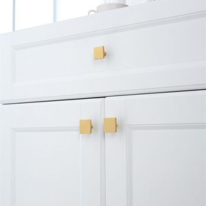 <strong>Square</strong> Brushed Brass Cupboards <strong>Knob</strong> Gold Kitchen Cabinet Wardrobe Cabinet <strong>Drawer</strong> Handle <strong>Knob</strong> Solid Brass - Product Image 3