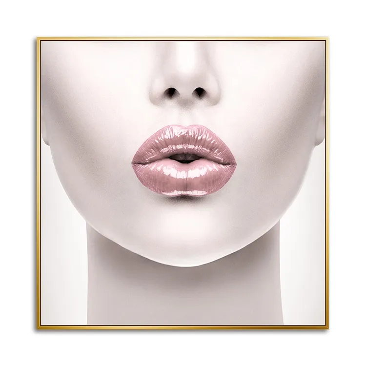 Pop Woman Pink Sexy Lips Art Canvas Wall Decoration Oil Painting