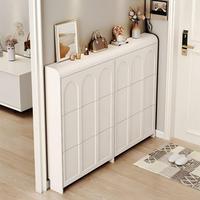 Nuevo Diseño 2026: Mueble Zapatero Ultrafino Estilo Crema Minimalista con Tapa Abatible, Organizador Estrecho para Entrada y Pasillo de Apartamentos