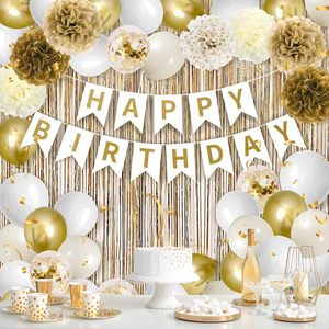 Stendardo di <span class=keywords><strong>buon</strong></span> <span class=keywords><strong>compleanno</strong></span> nappe oro bianco palloncini di <span class=keywords><strong>compleanno</strong></span> Set decorazioni per il 16 ° 21 ° 30 ° <span class=keywords><strong>compleanno</strong></span> 40 ° <span class=keywords><strong>compleanno</strong></span> forniture per feste - Product Image 4