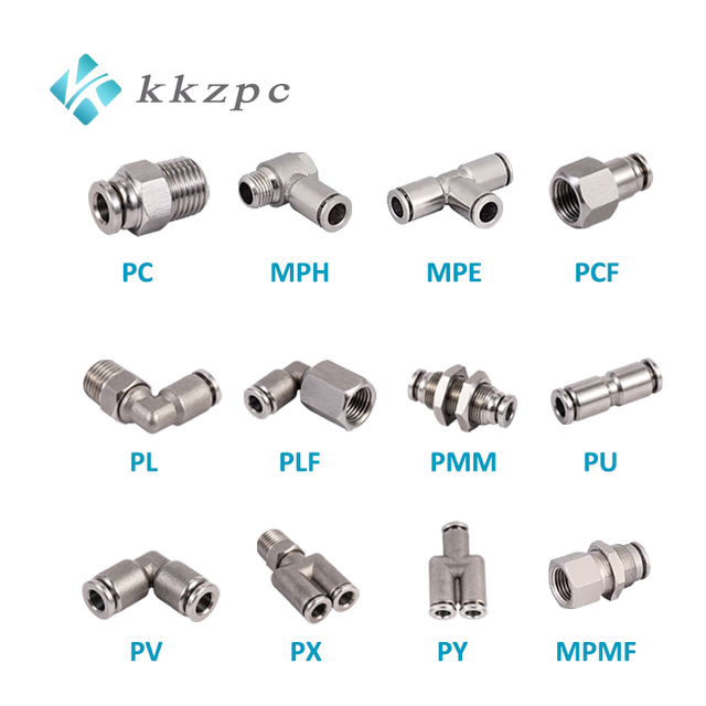 Pneumatic Straight Quick Disconnect Push to Connect PC One Touch Fitting, Tube to Thread PC6-02