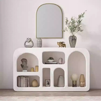 Innova Rak Buku Ruang Tamu Penyimpanan Dekoratif Modern Kabinet Konsol Kayu Keras Minimalis Putih dengan Rak