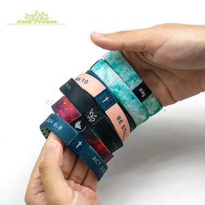 Pulsera Elástica Personalizada de Diseño Ecológico 2025 2026, Pulsera Elástica de Poliéster Tejido para Niños, Venta al por Mayor - Product Image 1