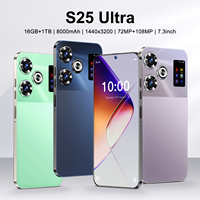 هاتف ذكي أصلي S25 Ultra 5G بشريحتين مع كاميرا خلفية 108 ميجابكسل وذاكرة 16 جيجابايت + 1 تيرابايت ومعالج عشاري النواة وذاكرة وصول عشوائي 3 جيجابايت يدعم CDMA/LTE