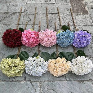 Flores Artificiales de Alta Calidad, Hortensias Blancas y Rojas de Cabeza Grande Individual, Flor de Hortensia de Seda para Decoración de Bodas y Navidad - Product Image 1