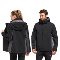 Ensemble deux pièces unisexe personnalisé en polaire et nylon, coupe-vent imperméable 3-en-1 haut de gamme, amovible, chaud, pour l'automne et l'hiver