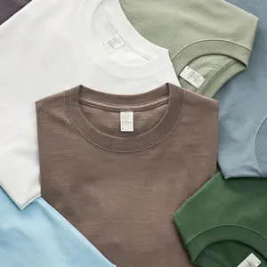 Luxury Premium Heavyweight Cotton Blank Tee Drop Shoulder Thick Ribbing Neck Unisex Tee Mens Summer Boxy T Shirt