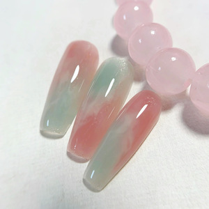 24 <span class=keywords><strong>faux</strong></span> ongles longs en forme de cercueil, dégradé <span class=keywords><strong>rose</strong></span> et bleu brillant, réutilisables, en acrylique, pour femmes, usage quotidien - Product Image 2