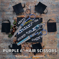 Ciseaux à cheveux japonais en acier inoxydable violet, ciseaux à effiler pour barbier, coupe de cheveux, coiffure, livraison directe