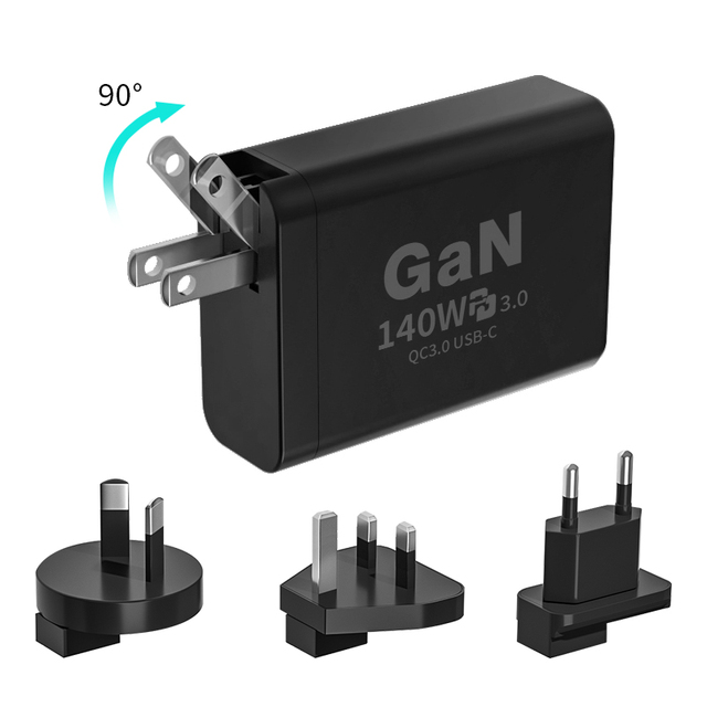 High Power Watt 140W GaN Fast Charger with PD 3.1/QC3.0 Type-C Port 3C1A Output EU/US/UK Plug Compatibility