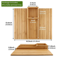 Plateau d'accoudoir de canapé pliable antidérapant en bambou avec porte-gobelet pour salon, design moderne, rangement pour téléphone portable et collations