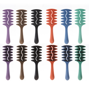 Brosse à cheveux ventilée écologique, démêlante, massante et coiffante, avec manche en paille de blé, poils en nylon et en poils de sanglier - Product Image 5