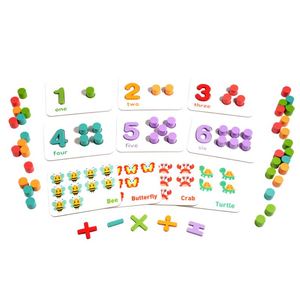 Juego de aprendizaje matemático de madera con tablero de diez cuadrículas para actividades de suma y resta, conteo y emparejamiento con clavijas - Product Image 5