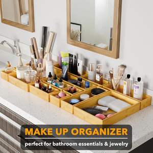 Juego de 14 Cajas Organizadoras de Bambú para Cajones, Bandeja de Madera, Organizadores de Cajones Multiusos, Contenedores Divisores para Cocina - Product Image 6