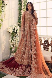Robe de soirée/occasion ATIYA LIBAS pour femmes, haut évasé en lin orné de pierres de verre lourdes et de paillettes, style lehenga choli - Product Image 2