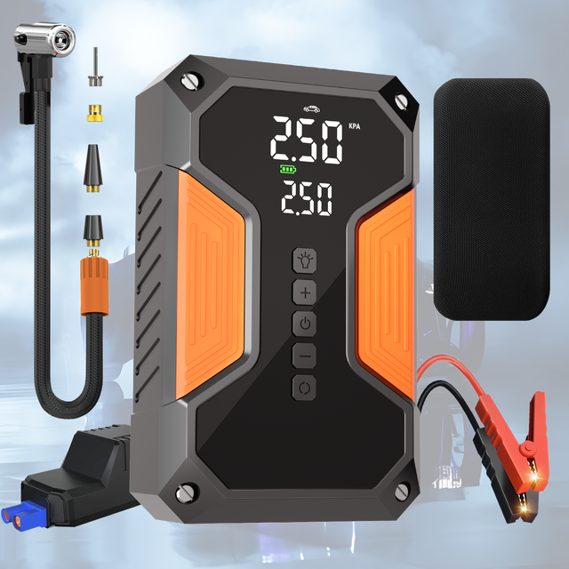24v 12v 45W Truck Motorcycle Car Jump Starter Battery Pack with Air Pump Compressor Tire Inflator