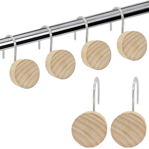 Crochets de suspension en plastique noir pour ceintures, crochets de rail métalliques, crochets ronds aspect bois pour présentoirs de vente au détail - Product Image 1
