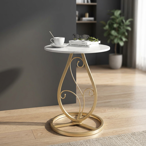 Modern <b>Marble</b> <b>Top</b> Console <b>Table</b> With Gold Metal Pedestal Base Living Room Furniture Stable Design - Product Image 5