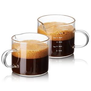 Bicchiere dosatore in vetro da 100 ml <span class=keywords><strong>con</strong></span> manico, tazza da caffè espresso <span class=keywords><strong>con</strong></span> doppio <span class=keywords><strong>beccuccio</strong></span> e scala graduata - Product Image 1