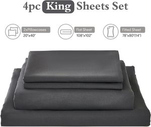 Su misura 4 pezzi <span class=keywords><strong>Set</strong></span> biancheria da letto in microfibra Hotel Queen Size 300tc fili colori solidi <span class=keywords><strong>lenzuola</strong></span> in poliestere - Product Image 2