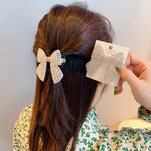 Dongdaemun — pince à cheveux papillon pour femmes, clips, accessoires, petits nœuds parfumés avec des perles