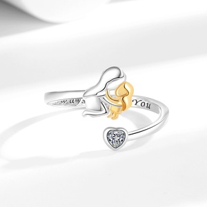PK 2026 New Fashion Hot-selling Copper <strong>Mother</strong> <strong>and</strong> <strong>Daughter</strong> Hugging Warm <strong>Mother's</strong> Day Gift Love Jewelry Electroplated Open <strong>Ring</strong> - Product Image 4