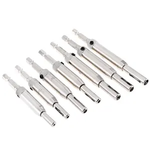 7pcs Hinge Opener Core Drill Bit Set Carpentry Hole Puncher Hinge Tapper Hexagonal Bit Positioning for Doors and Windows