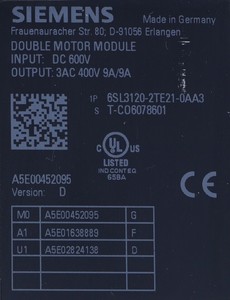 6SL312022TE210AA3 6SL3120-2TE21-0AA3 โมดูลมอเตอร์คู่ 9A ชุดขับเคลื่อนอุตสาหกรรม - Product Image 4