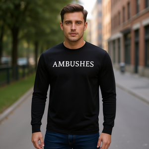 Camiseta de manga larga con cuello redondo para hombre, color negro, de la marca Ambushes English Word - Product Image 3