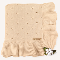 Couverture de bébé en tricot Pinuotu avec volants Chunky Pointelle jette literie couverture d'emmaillotage tricotée pour bébé pour nouveau-né