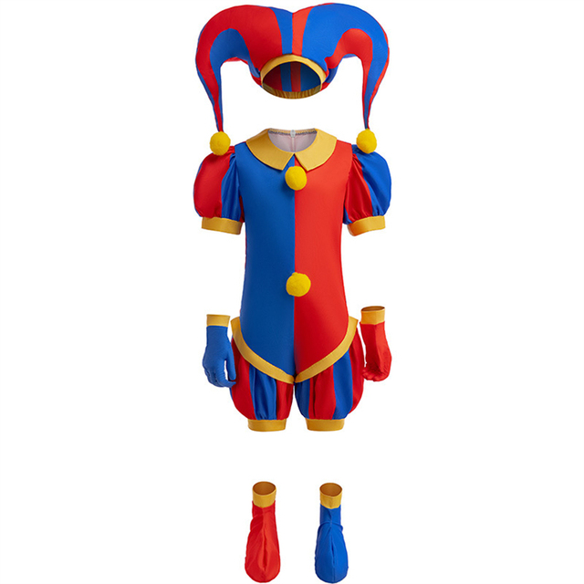 HIPPO KIDS New Children's Jumpsuit Cosplay Magic Number Circus Pomni Cartoon Performance Clown Suit