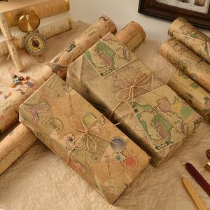 Papel de regalo de periódico inglés Retro, papel de embalaje Kraft grueso con patrón de impresión de bicicleta de torre de hierro creativo - Product Image 4