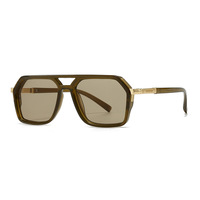 Nouvelles lunettes de soleil tendance pour hommes, design polygonal, double pont, protection UV400, logo personnalisé, en polycarbonate