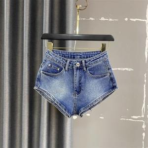 Viviblook Z0121PT01 Women Denim <b>Shorts</b> Irregular High Waisted Elastic Hot <b>Shorts</b> Street <b>Jeans</b> A-Line Mini <b>Shorts</b> - Product Image 5