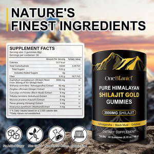 Complément alimentaire OeBotanical Pure Himalayan Shilajit Gold Gummies, gommes à mâcher au shilajit d'or de l'Himalaya, 3000 mg avec ashwagandha - Product Image 6