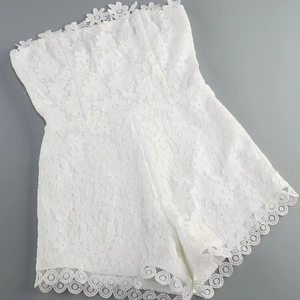 Vestite Elegantes Pour Femmes elegante tutina <span class=keywords><strong>in</strong></span> Jacquard floreale Chic <span class=keywords><strong>in</strong></span> <span class=keywords><strong>pizzo</strong></span> bianco senza spalline Jacquard con cintura di fiocco - Product Image 4