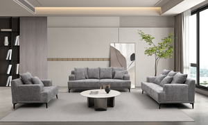 Comfortable Seating Living Room Fabric <b>Sofa</b> Set 6 Seater Conical Black Metal <b>Feet</b> Modern Sectional <b>Sofa</b> - Product Image 5