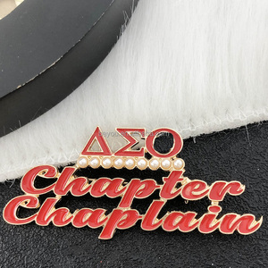 DST kim tự tháp Ngọc Trai & giáo dục Delta cô gái màu đỏ trắng men Trâm Hy Lạp sorority chữ ve áo Pin quà tặng tình chị em đồ trang sức - Product Image 4