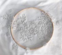 Tissu dentelle perlée, nouvelle étoffe brodée de fleurs 3d pour haute couture,