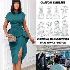 Produttore OEM ODM di Eleganti Abiti da Ufficio Formali da Donna, Manica Corta con Volant, Lunghezza Midi, Taglie Forti, Ultima Collezione di Alta Qualità - Product Image 1