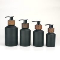 Flacon en verre noir mat à épaule inclinée 15 ml 30 ml 60 ml 100 ml 125 ml 200 ml Flacon cosmétique avec fermeture en bois