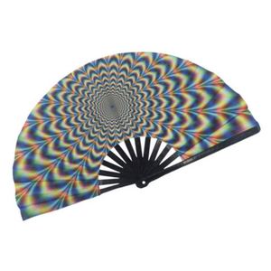 Guansen 13 Inch Bamboo Folding Hand in Custom Printed <b>Large</b> Rave <b>Fan</b> - Product Image 1