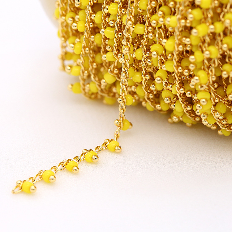 Diy Jewelry Accessories 14K Gold Plated Brass Crystal Color Bead Chain Handmade Jewelry Necklace Bracelet Making Chains Roll