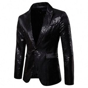 Color sólido Sparkling Mens Party Wear Blazers Moda Slim Fit Stage Show Dress <span class=keywords><strong>Chaqueta</strong></span> con bolsillo - Product Image 5